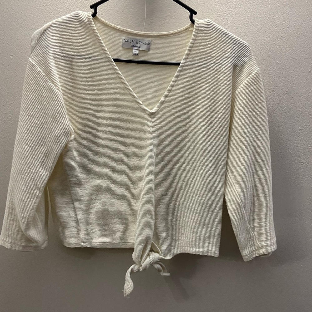 Madewell Texture & Thread cream 3/4 sleeve top
